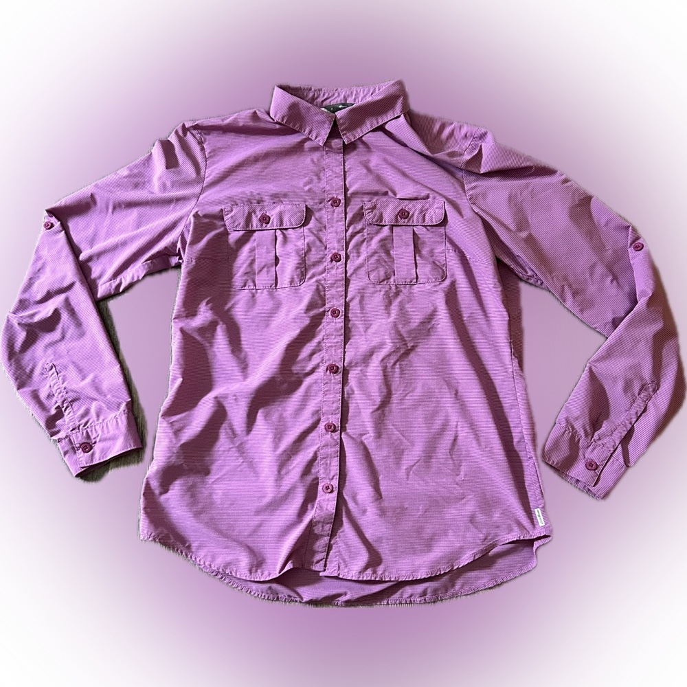 Eddie Bauer Hiking/Outdoor Button Down Roll Tab Sleeve Shirt Women's Size Medium